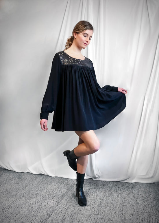 Image Title Twiggy Leather Lace and Silk Dress